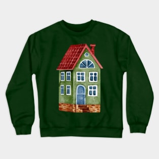 GREEN VILLAGE HOUSE WATERCOLOR Crewneck Sweatshirt